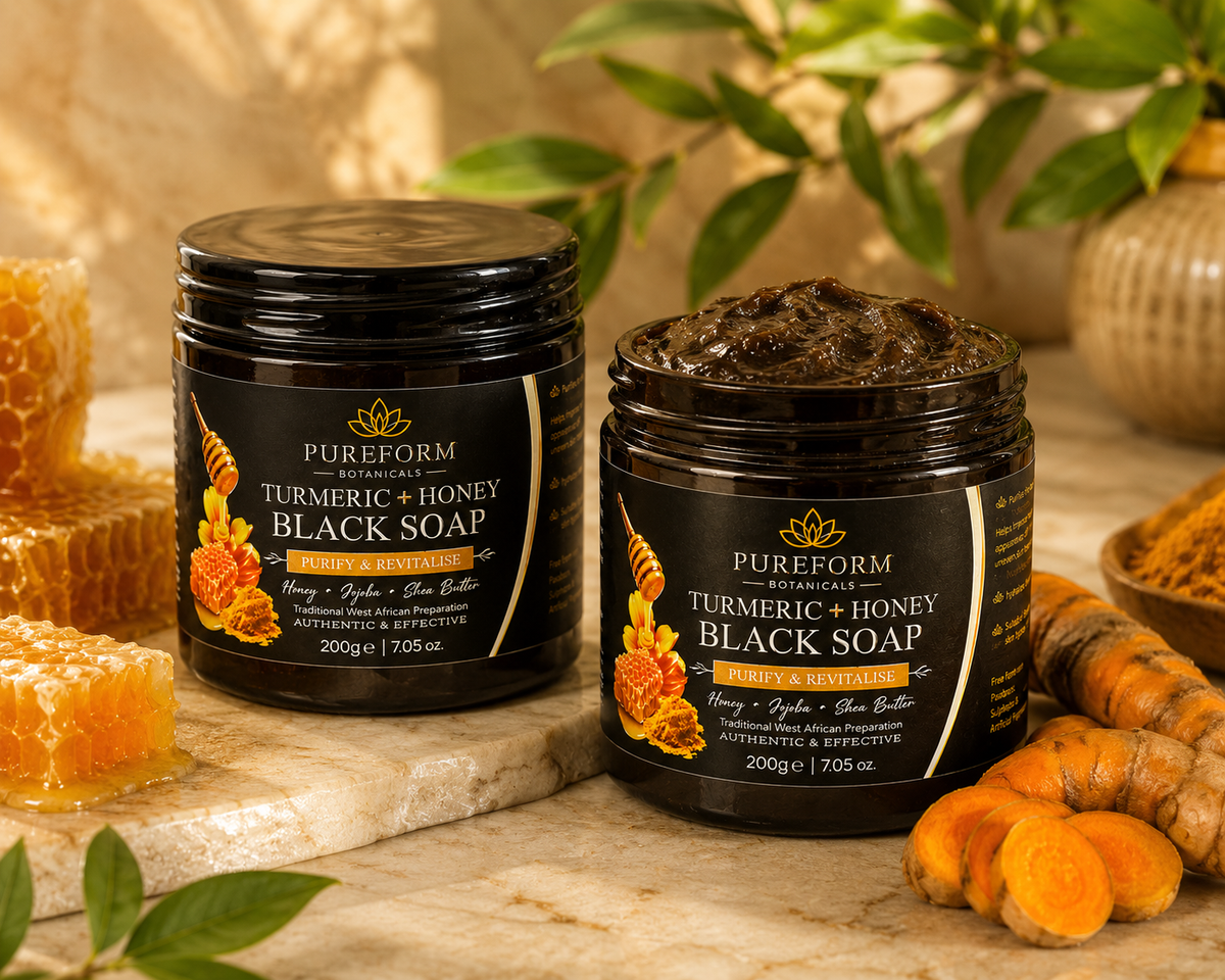 200g Honey & Turmeric African Black Soap Helps Improve the Appearance of Hyperpigmentation, Dark Spots & Uneven Skin Tone