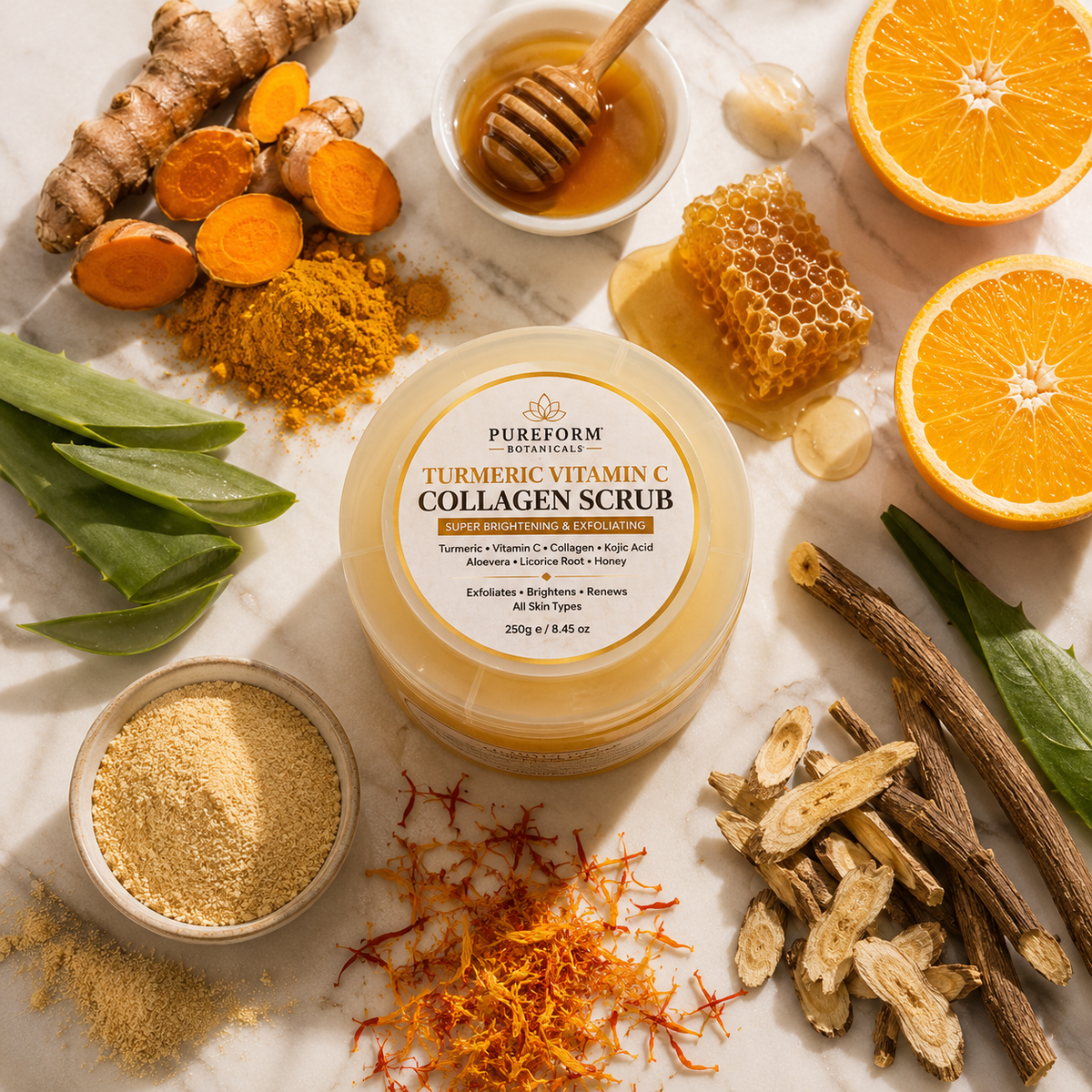 PUREFORM BOTANICALS™ Turmeric Vitamin C Collagen Body Scrub