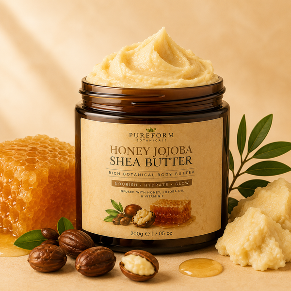 PUREFORM BOTANICALSTM Honey Jojoba Shea Butter | Raw Botanical Body Butter | Honey Infused Shea Butter | Jojoba & Vitamin E Blend
